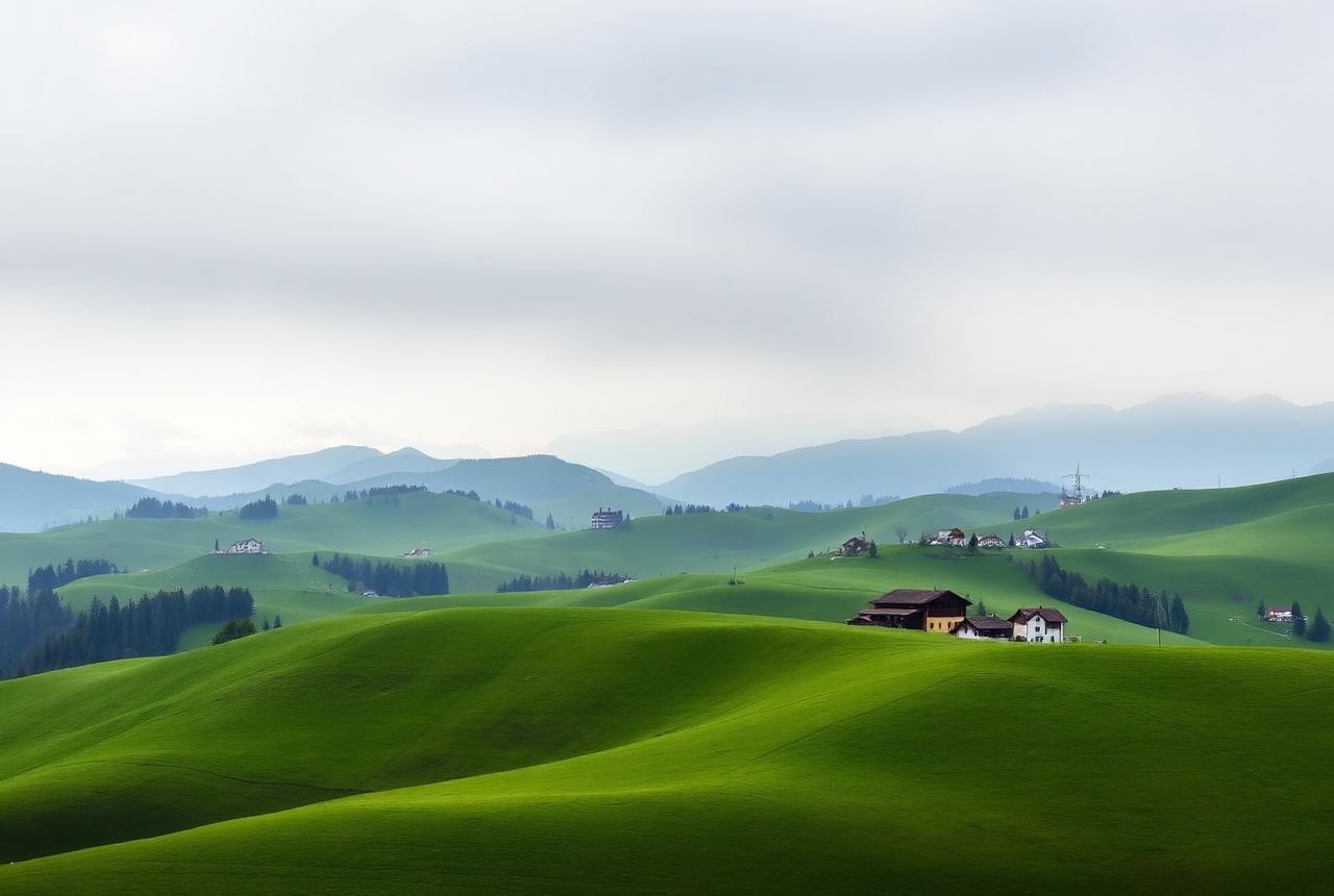 Rolling hills of the Appenzell region in Switzerland